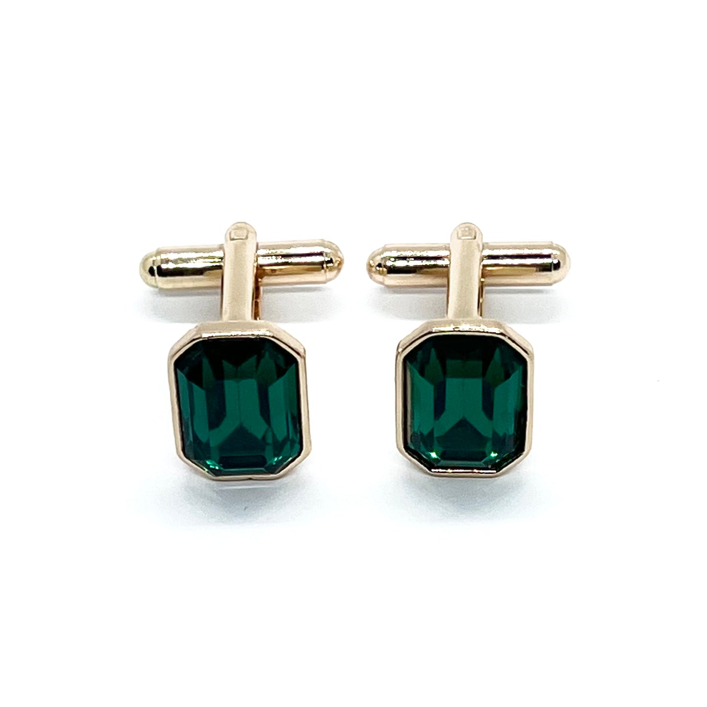 Emerald-Tone Green Golden Cufflinks