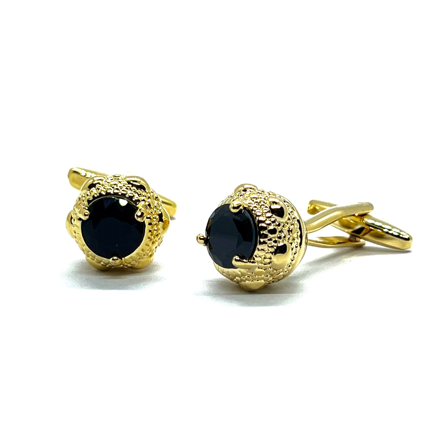 Black Zirconia Golden Cufflinks