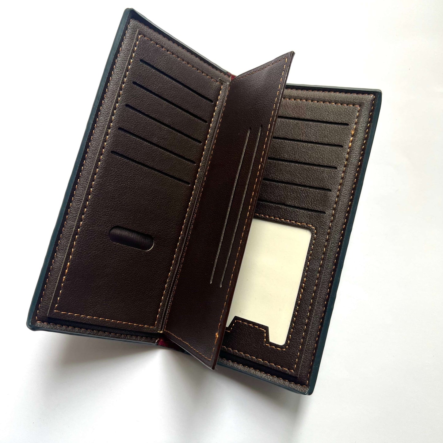 BIDENLI Leather Long Blue Black Shaded Bi-fold Long Wallet
