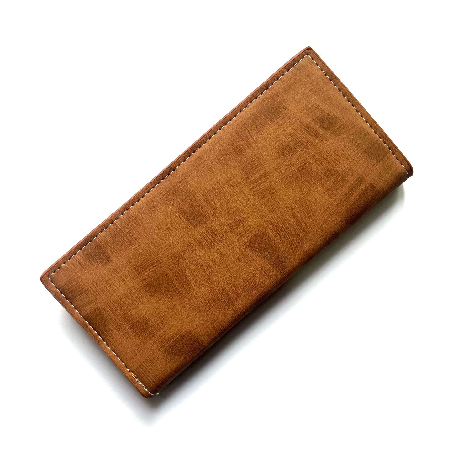 BIDENLI Leather Long Brown Shaded Bi-fold Long Wallet