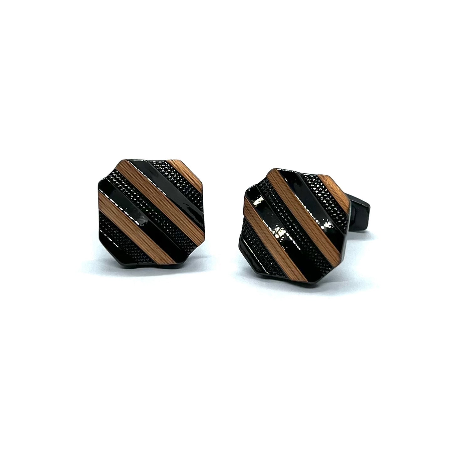 Twill Golden Black Cufflinks