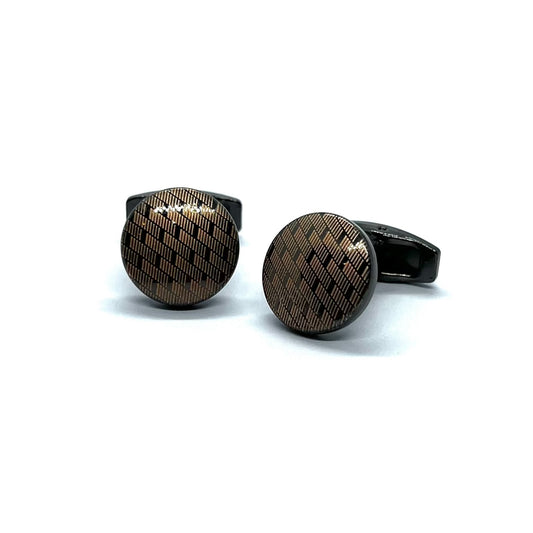 Dio Lined Round Grey Metallic Cufflinks