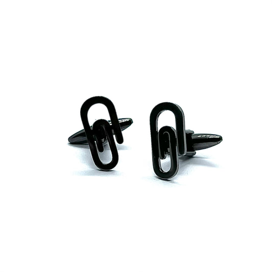 Paper Clip Grey Metallic Cufflinks