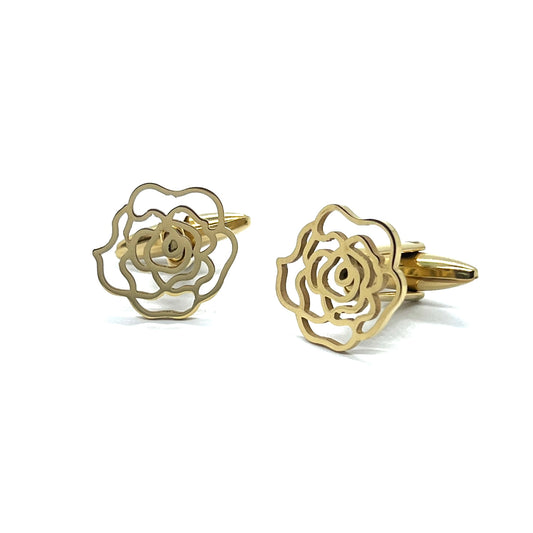 Rose Flower Golden Anime Cufflinks