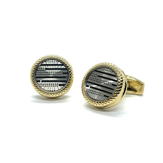 Golden Lined Silver Classic Golden Cufflinks