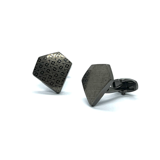 Diamond Shape Cross Grey Metallic Cufflinks