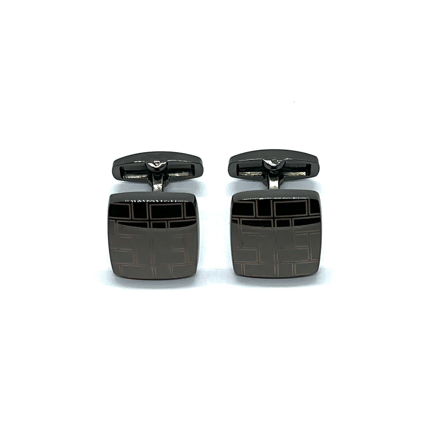 Square Maze Grey Metallic Cufflinks