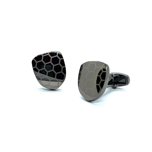 Hexa Grey Lined Metallic Cufflinks