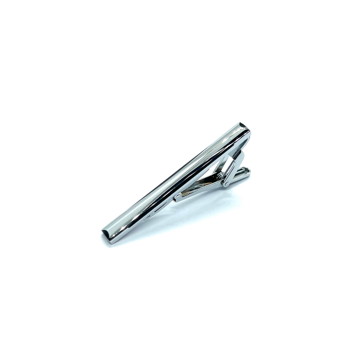 Black Enamel Side Lined Silver Tie Clip