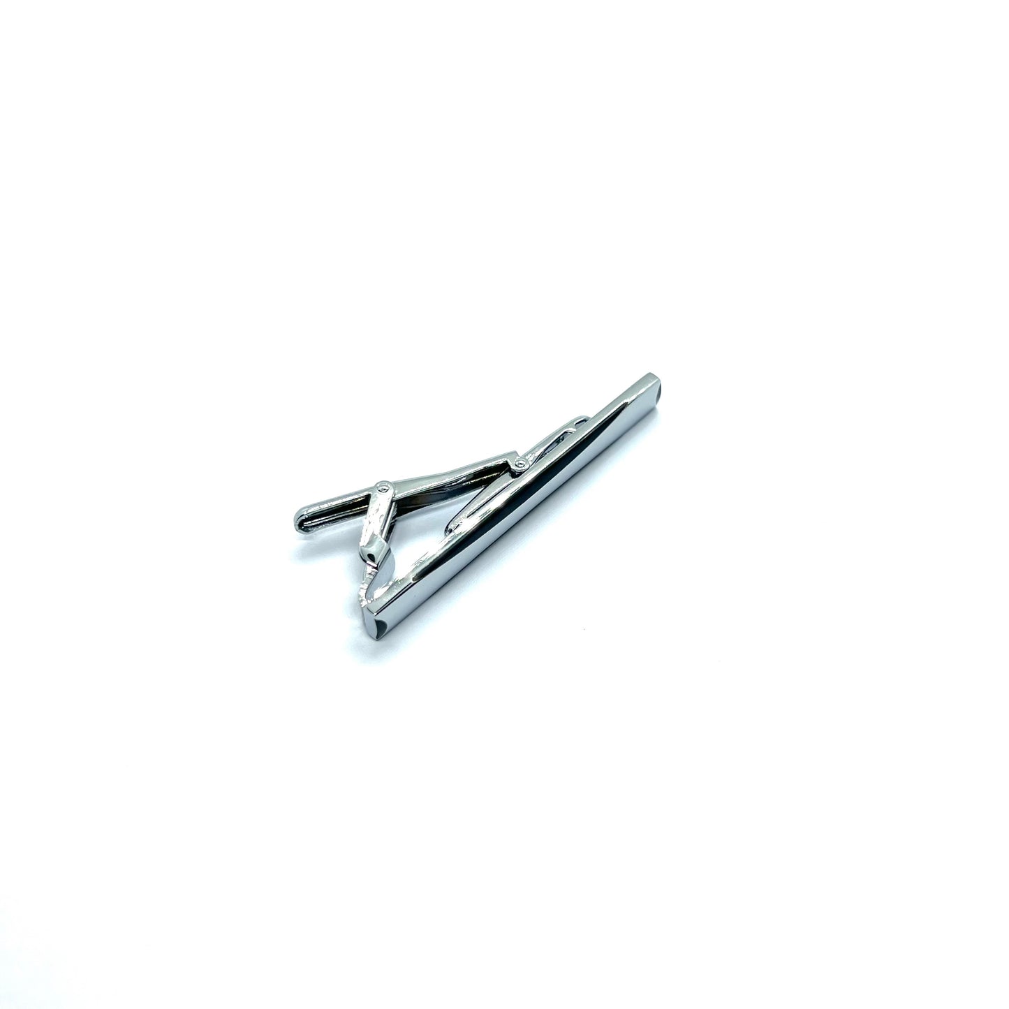 Black Enamel Side Lined Silver Tie Clip