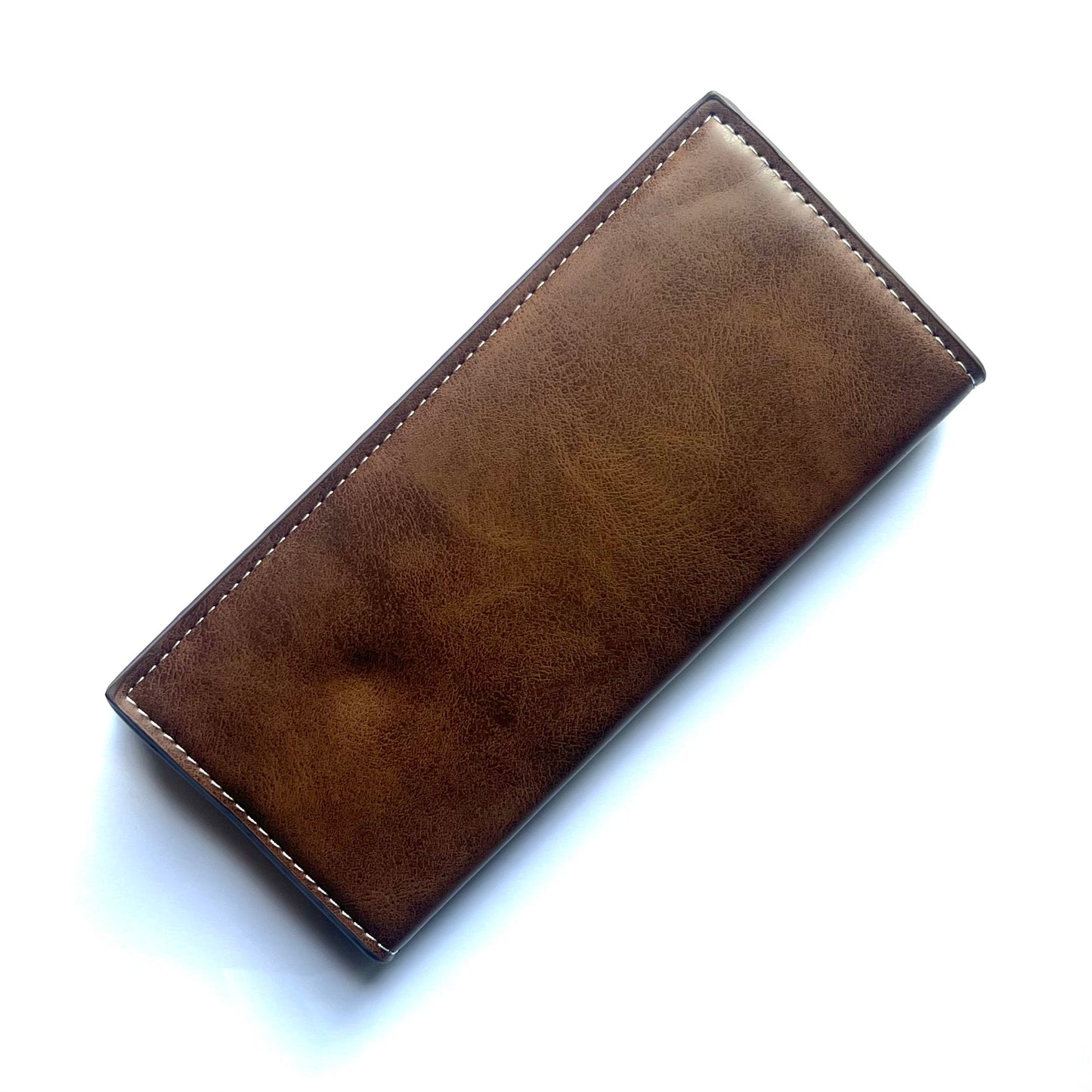 BIDENLI Leather Brown Bi-fold Long Wallet