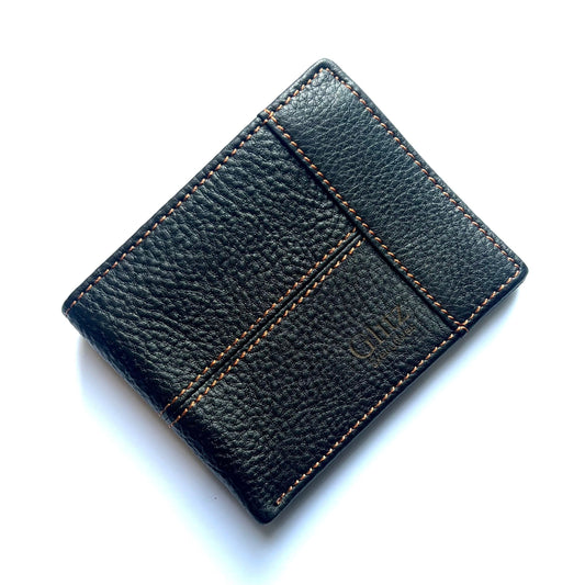 Brown Threaded Black Bifold Wallet