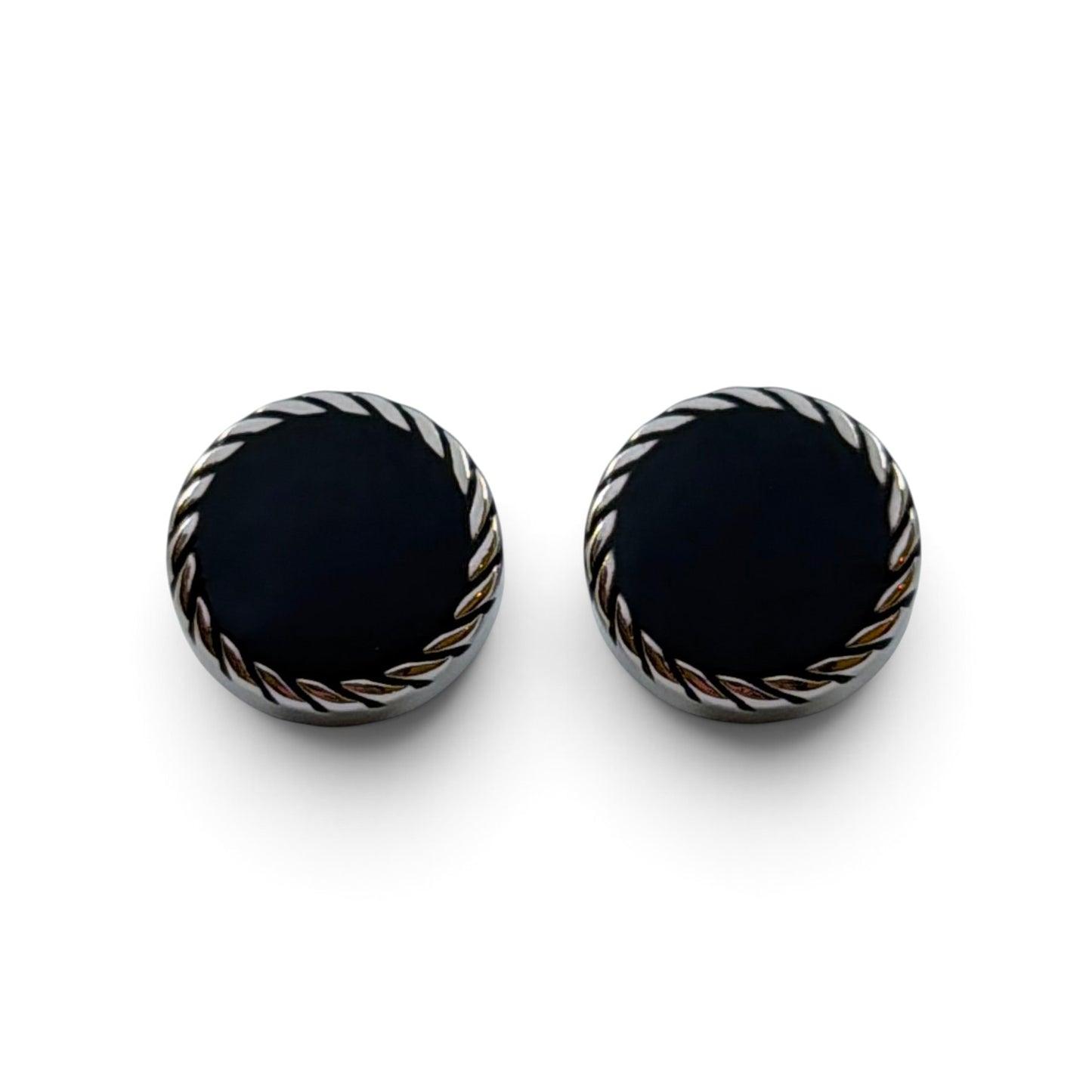 Onyx Laurel Silver Cufflinks
