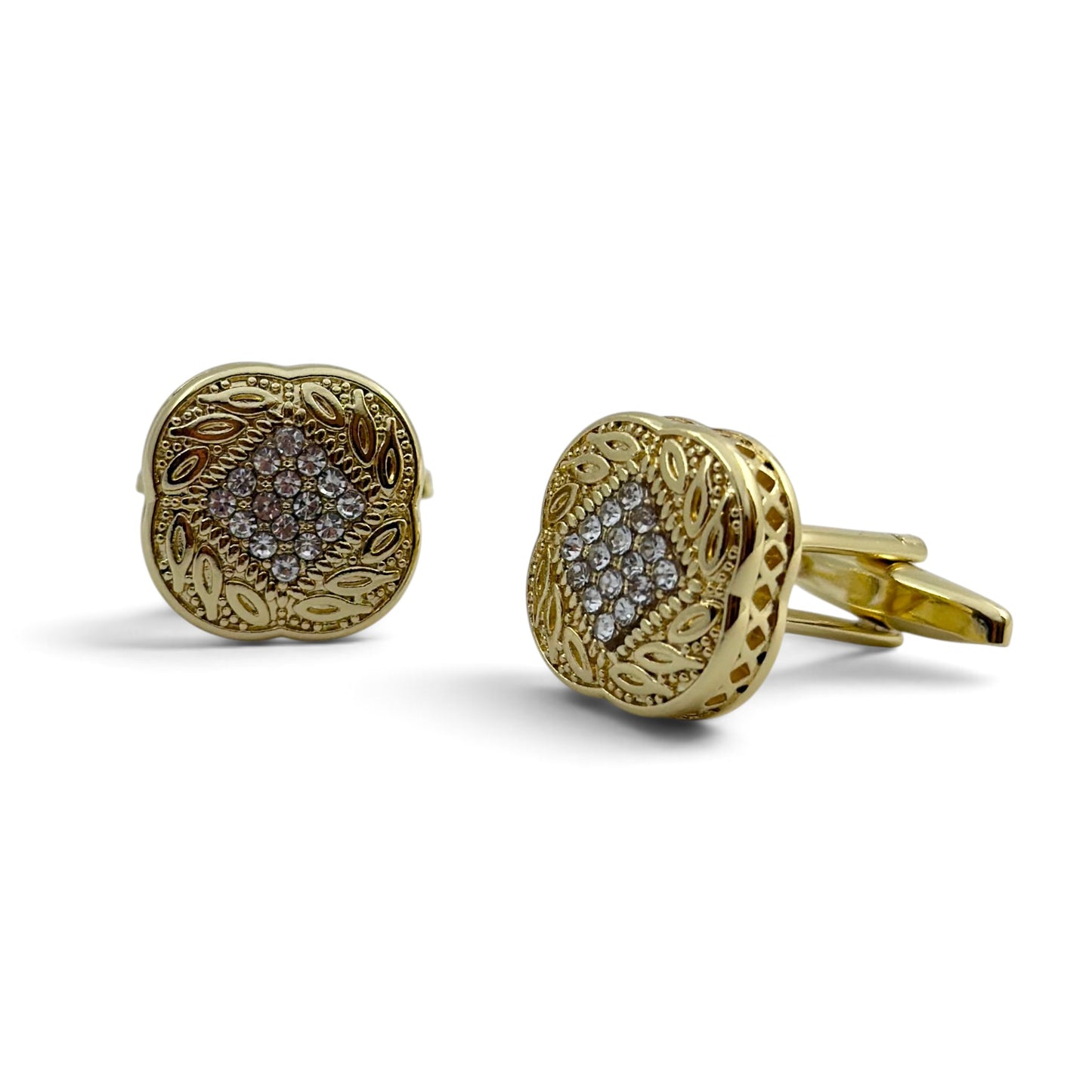 Classic Rhino Zircon Flo Golden Cufflinks