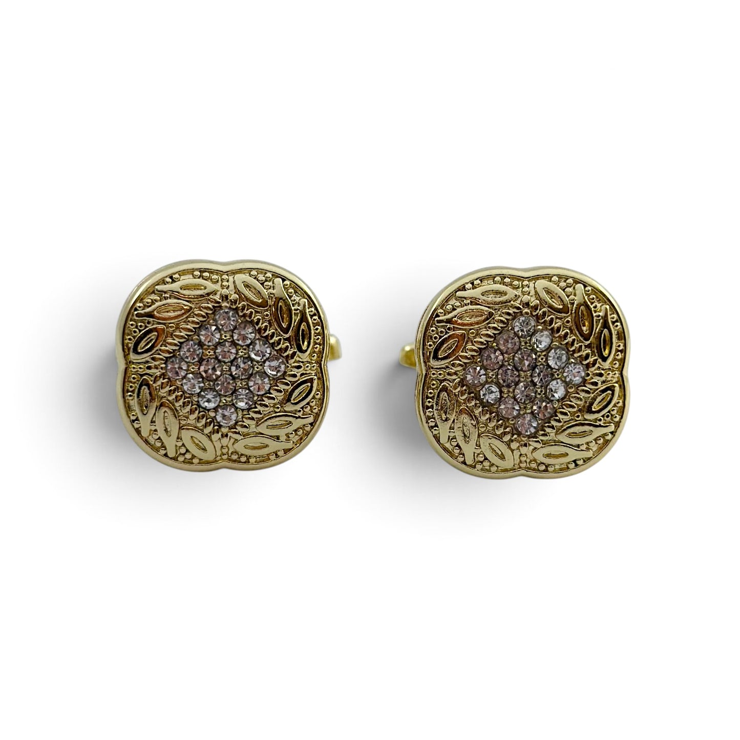 Classic Rhino Zircon Flo Golden Cufflinks