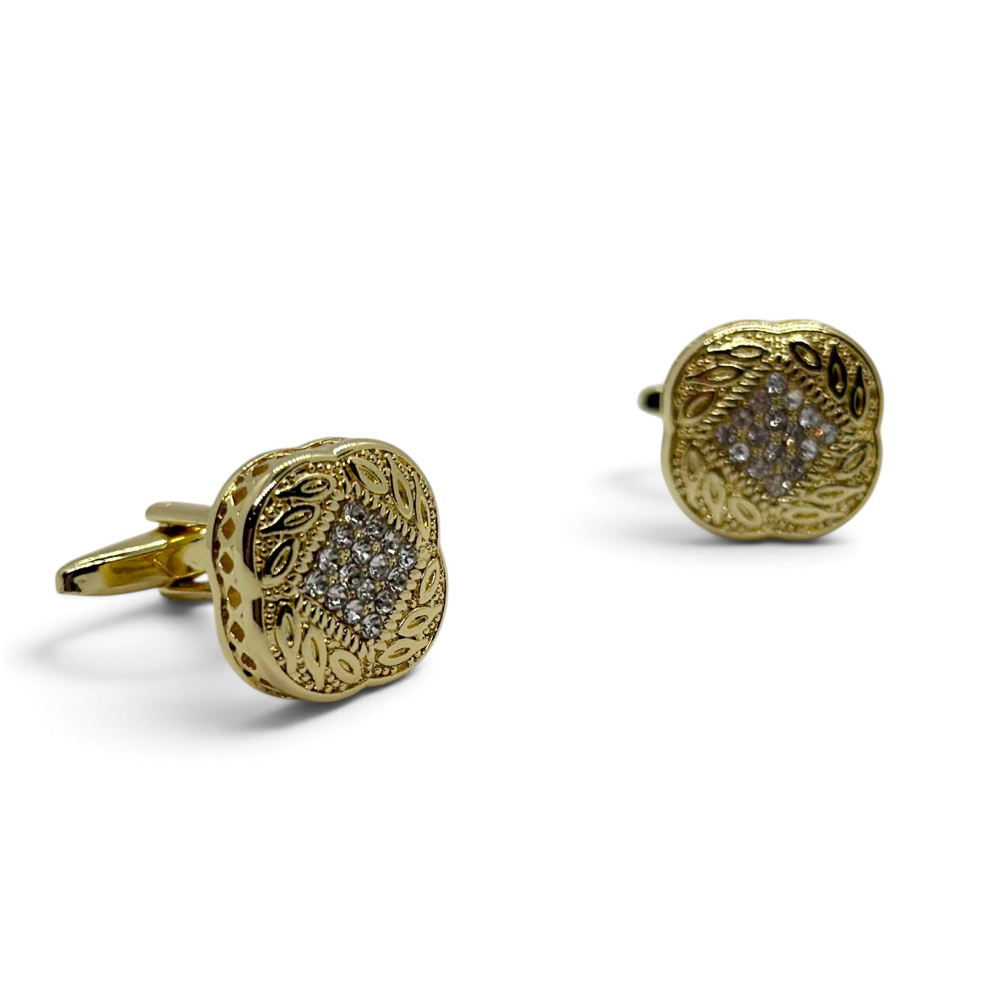 Classic Rhino Zircon Flo Golden Cufflinks
