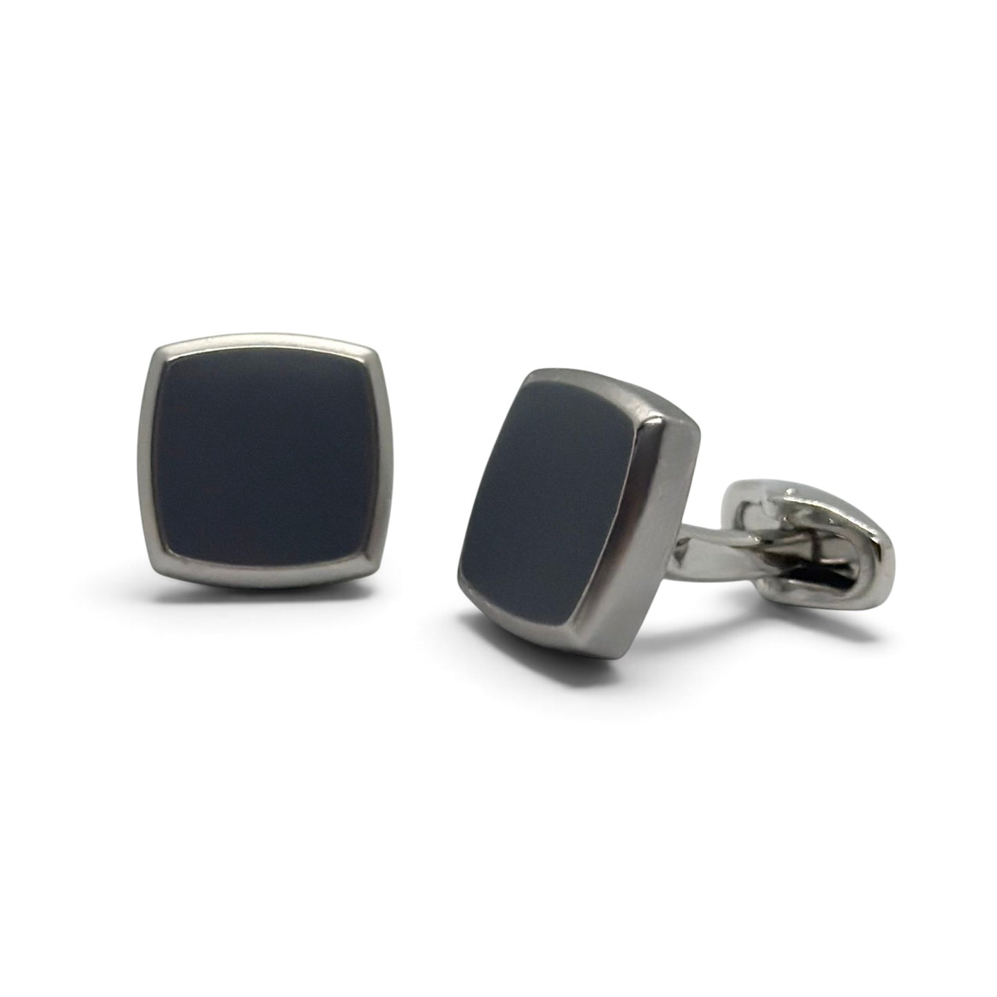 Slate Regent Matte Grey Silver Cufflinks