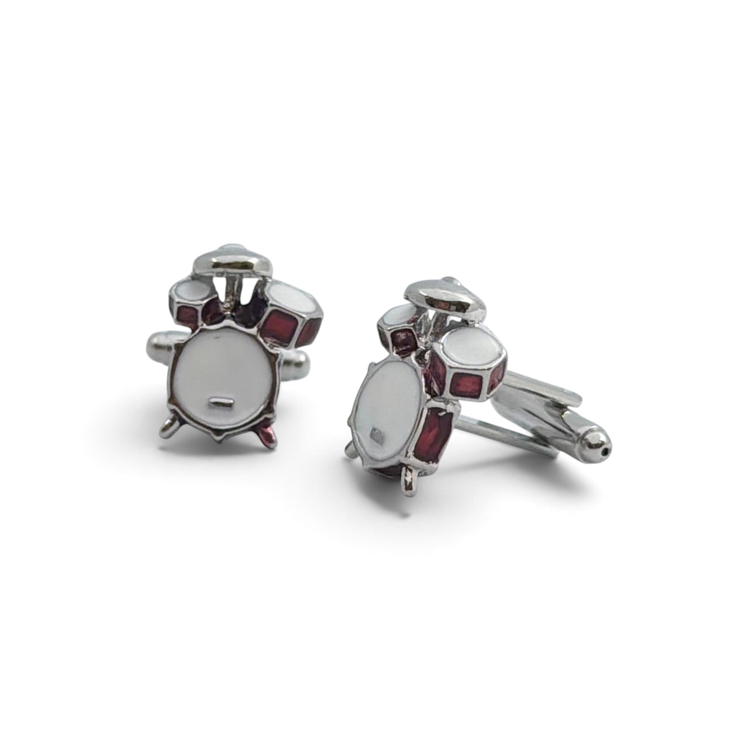 Crimson Drummer Silver Cufflinks