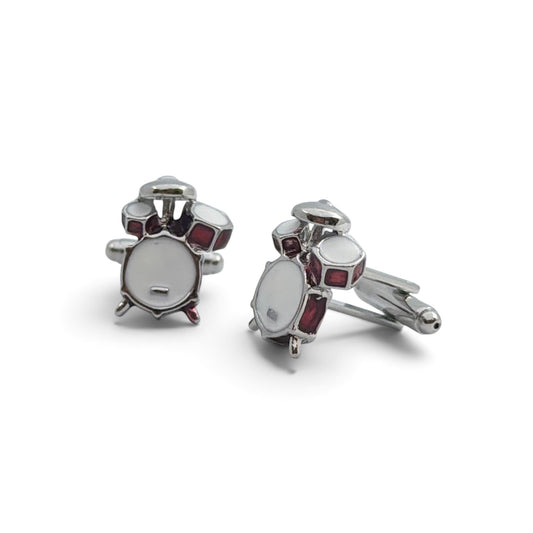 Crimson Drummer Silver Cufflinks