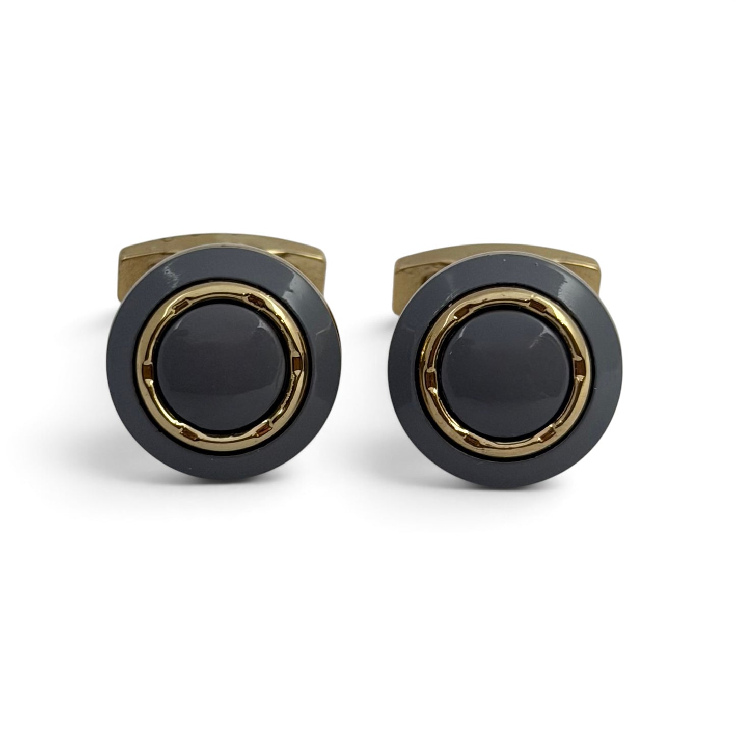 Obsidian Halo Golden Cufflinks