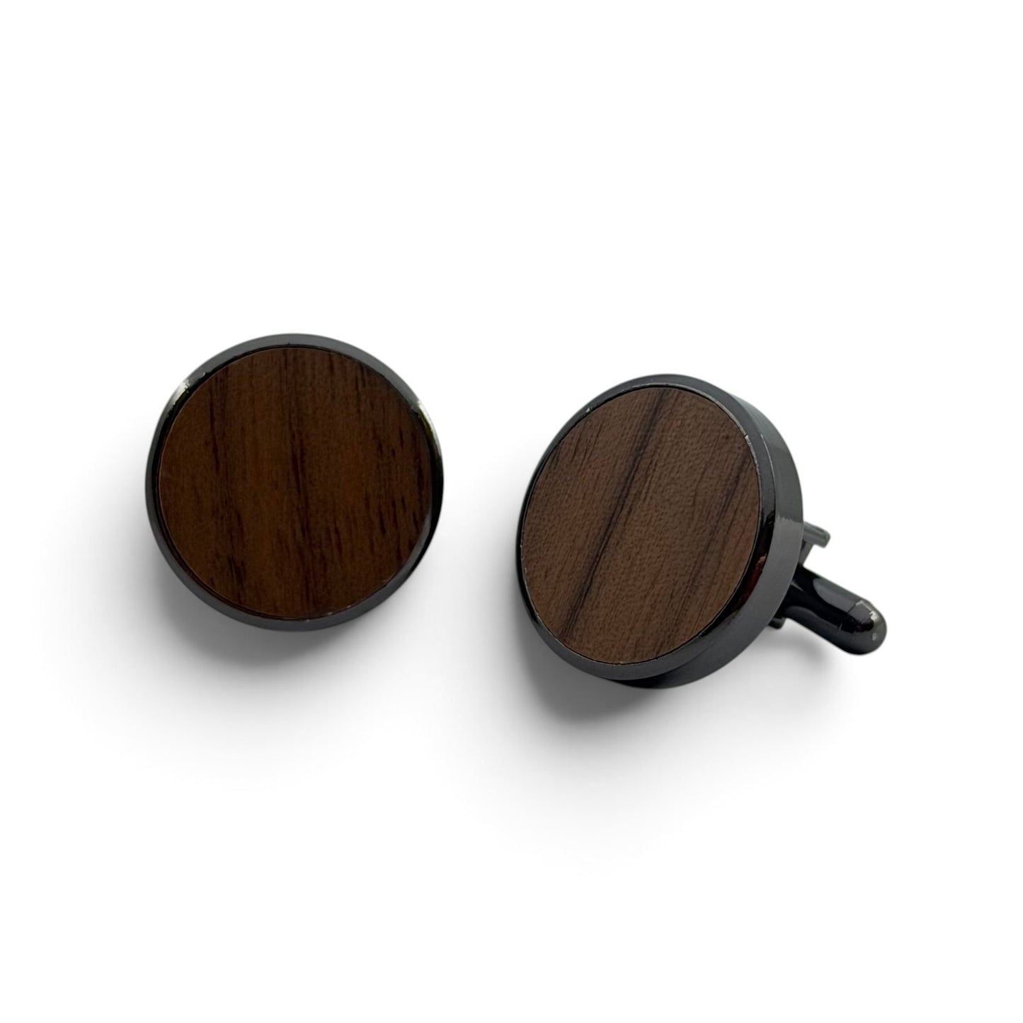 Walnut Noir Grey Metallic Cufflinks