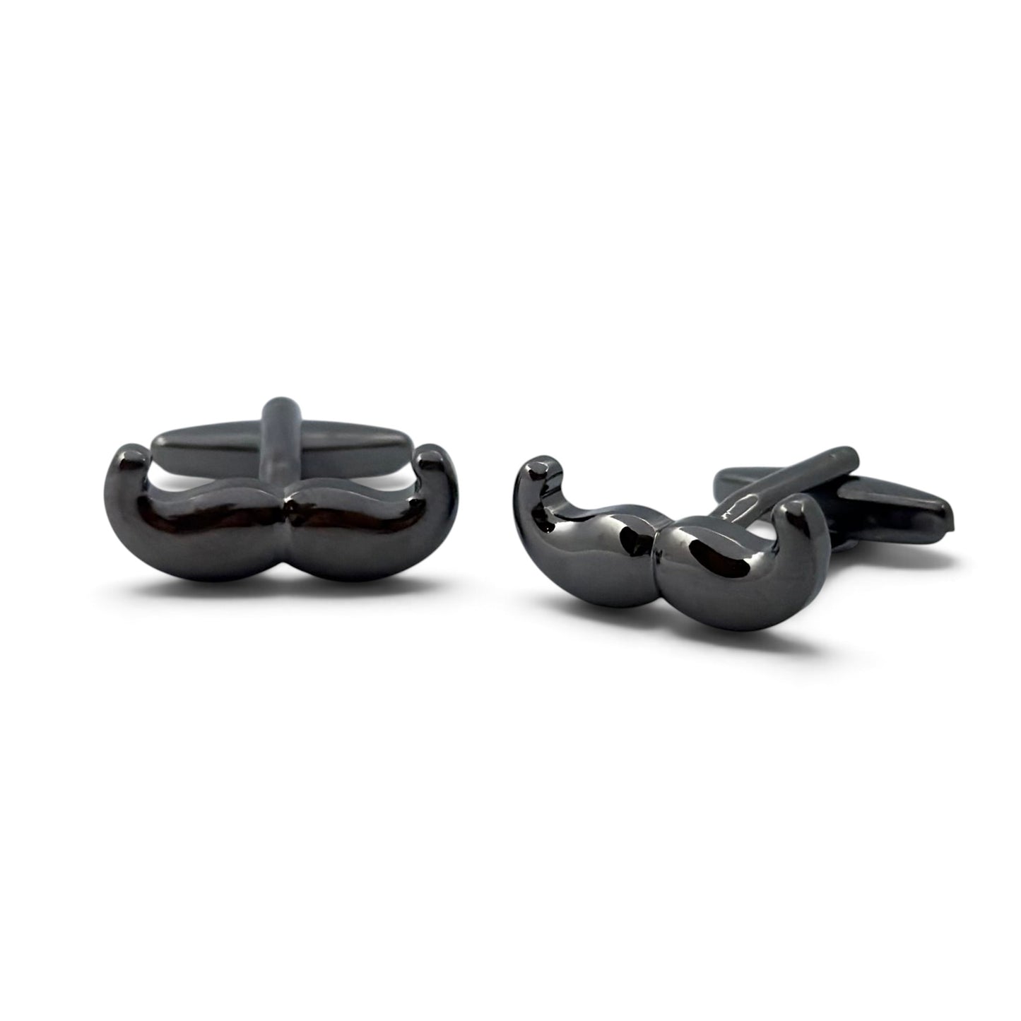 Noir Handlebar Grey Metallic Cufflinks