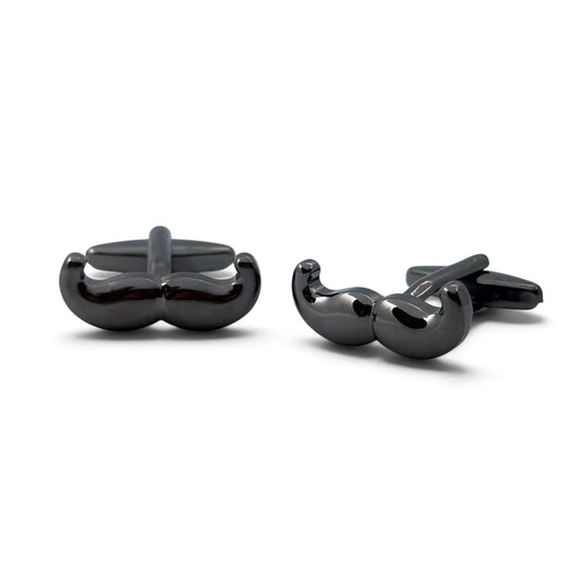 Noir Handlebar Grey Metallic Cufflinks