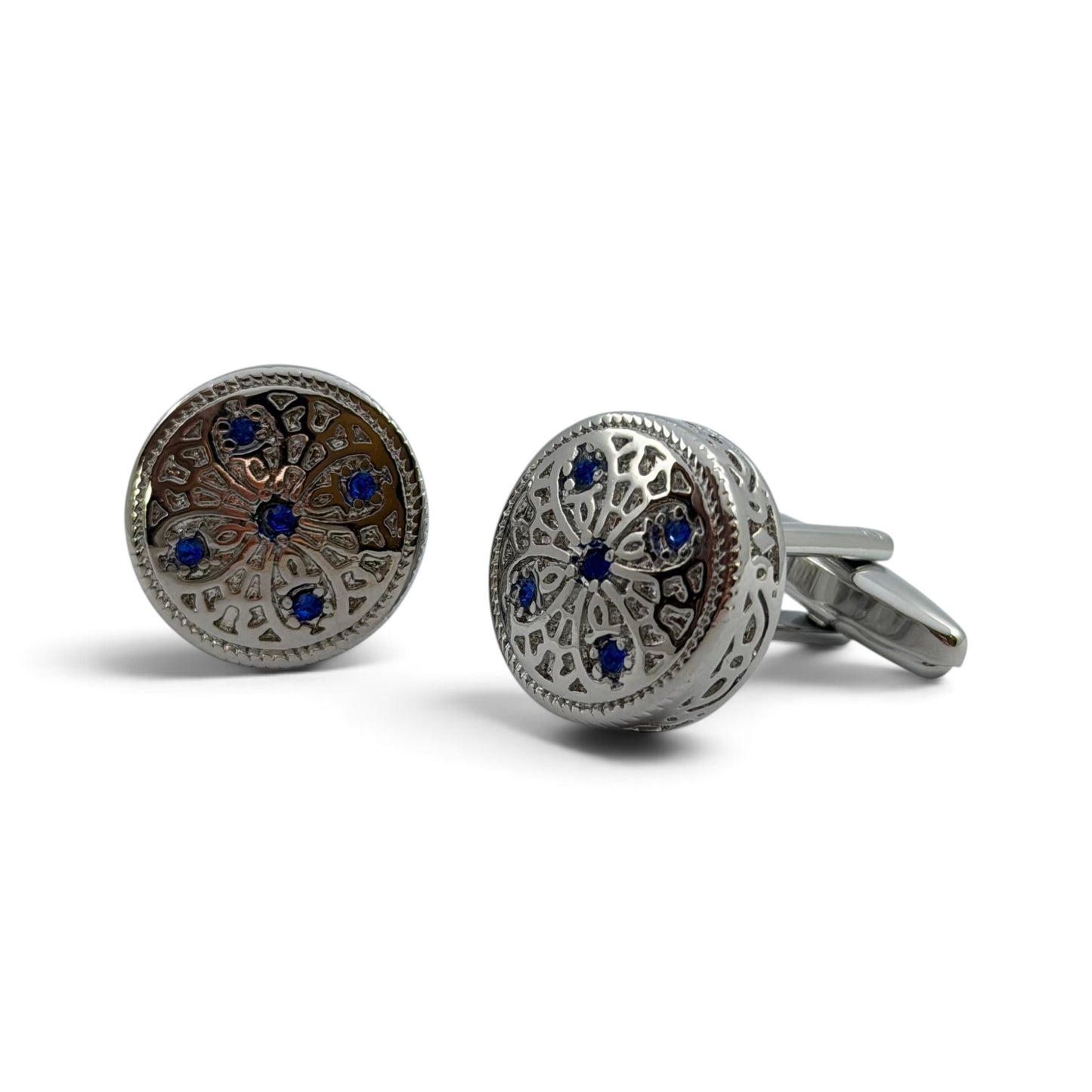 Regal Bloom Silver Cufflinks