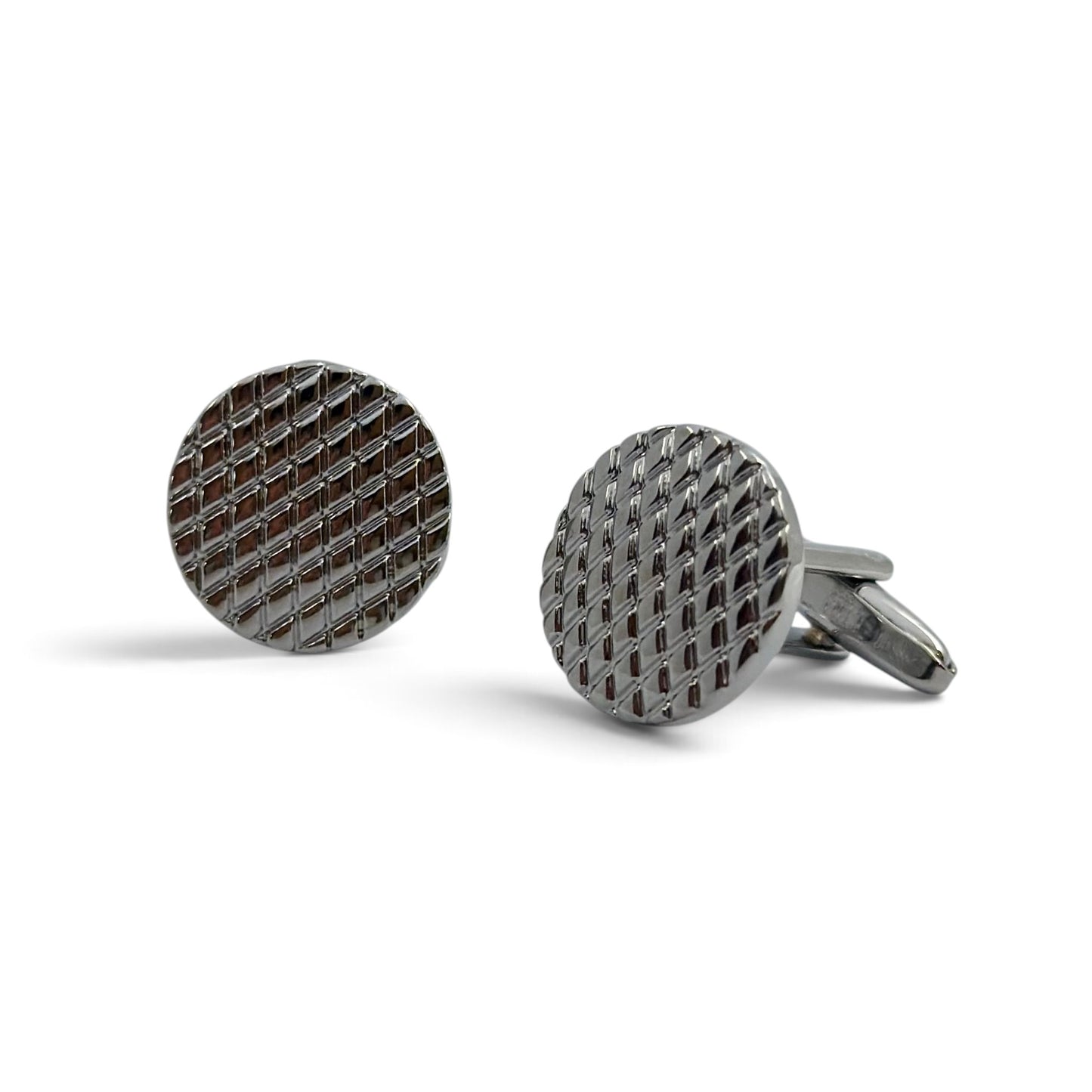 Platin Grid Silver Cufflinks