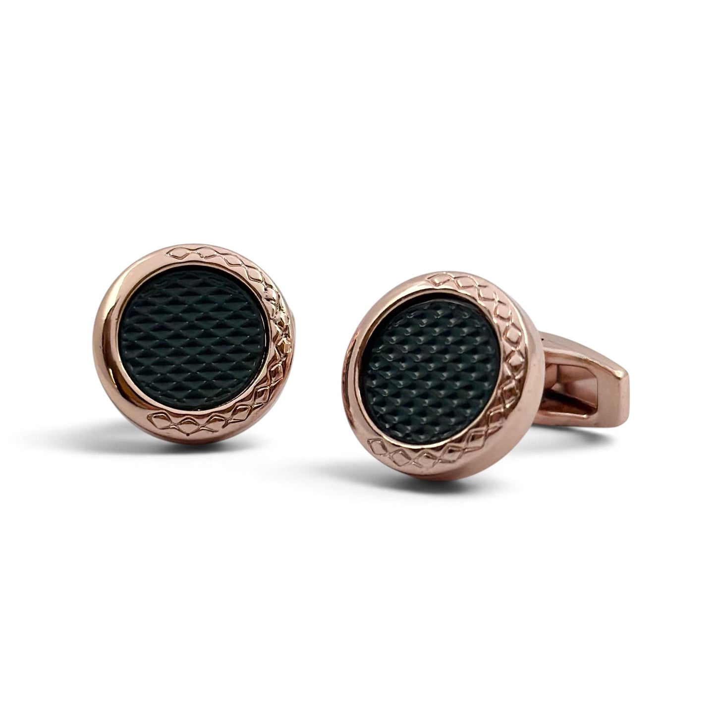 Green Shadow Rose Gold Cufflinks