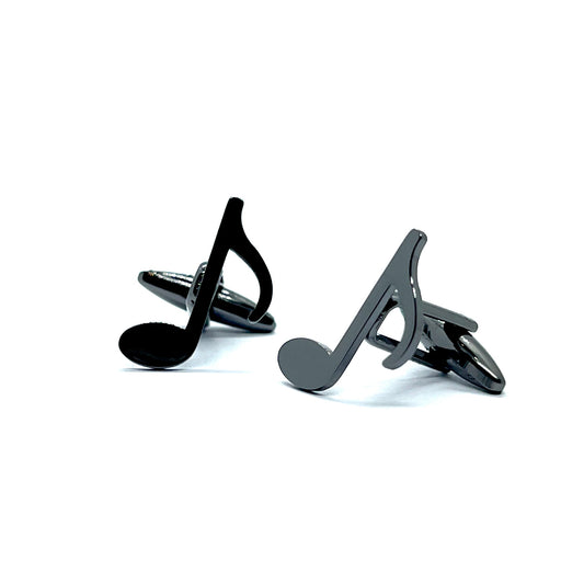 Quaver Eighth Musical Note Grey Metallic Cufflinks