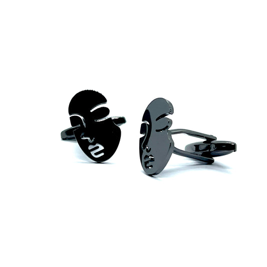 Human Face Grey Metallic Cufflinks