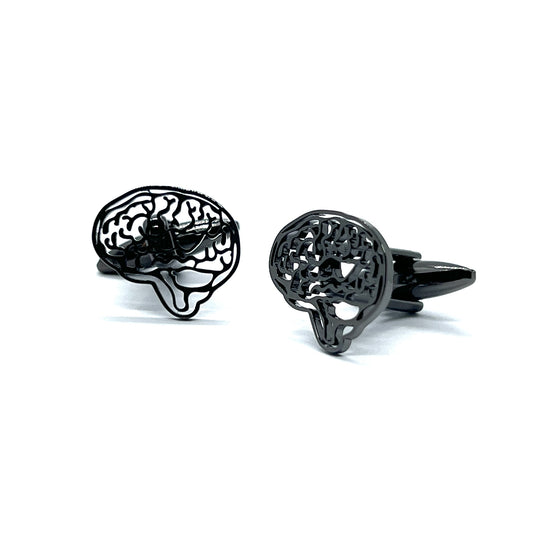 Brain Grey Metallic Cufflinks