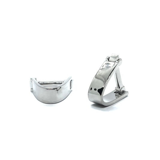 Snap Closure Silver Cufflinks