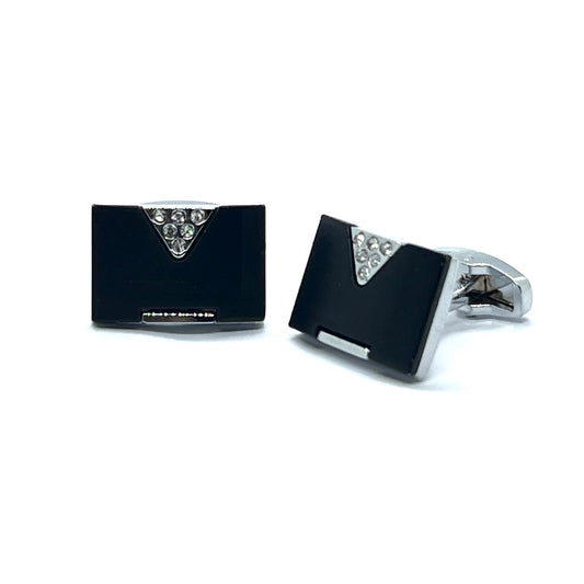 Rhino Tri Black Matt Silver Cufflinks