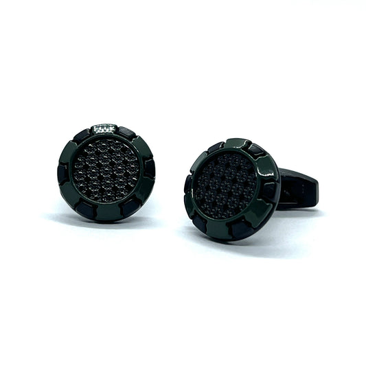 Black Green Textured Cufflinks