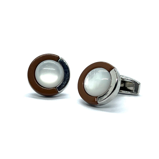 Moonstone Brown Silver Cufflinks