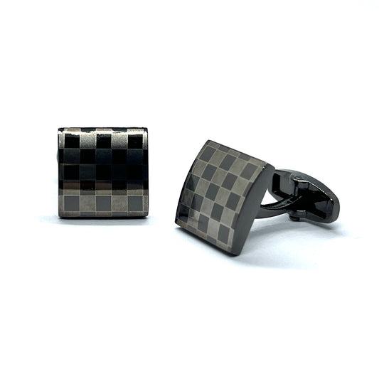 Chess Check Grey Metallic Cufflinks