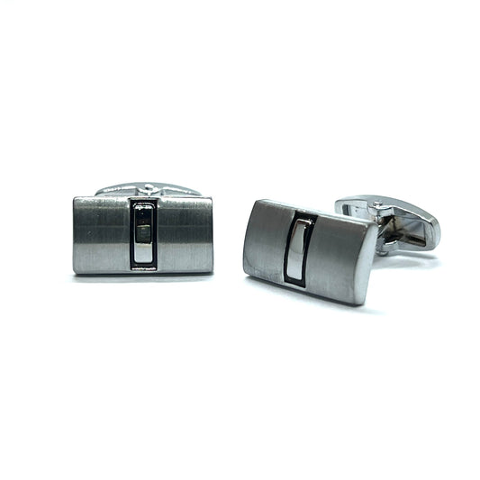 Black Recta Silver Cufflinks