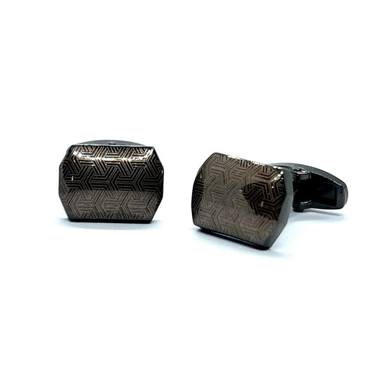 Lined Recta Grey Metallic Cufflinks