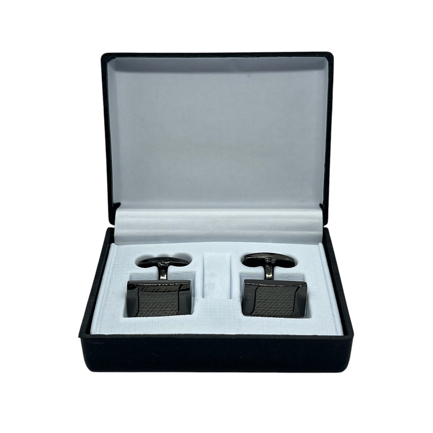 Grey Metallic Recta Lined Cufflinks