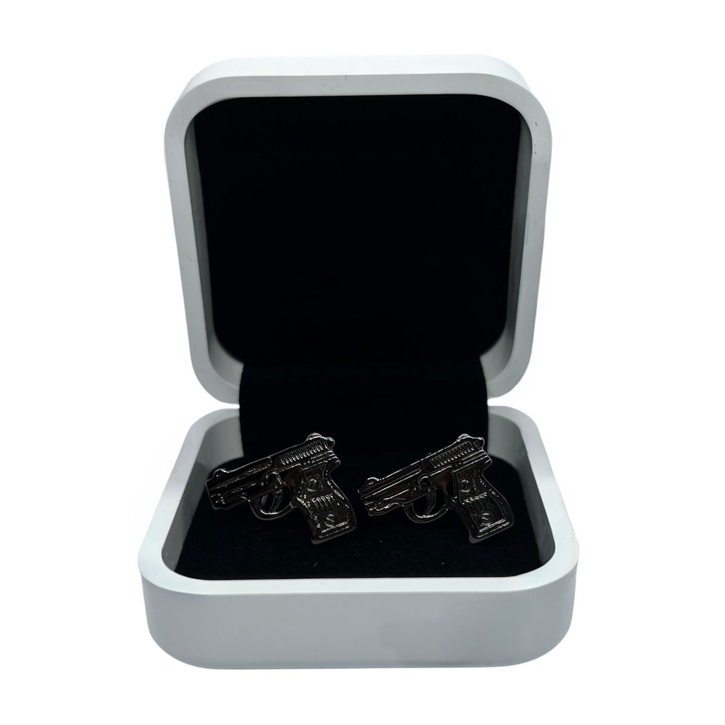 Metal Grey Pistol Cufflinks