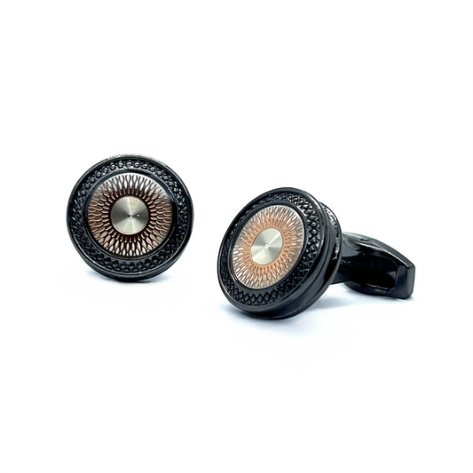 Litz Glass Grey Metallic Cufflinks
