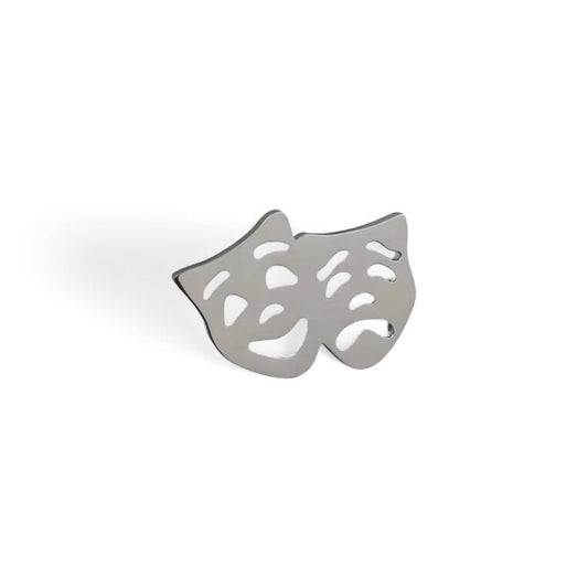 Joker Mask Face Silver Lapel Pin
