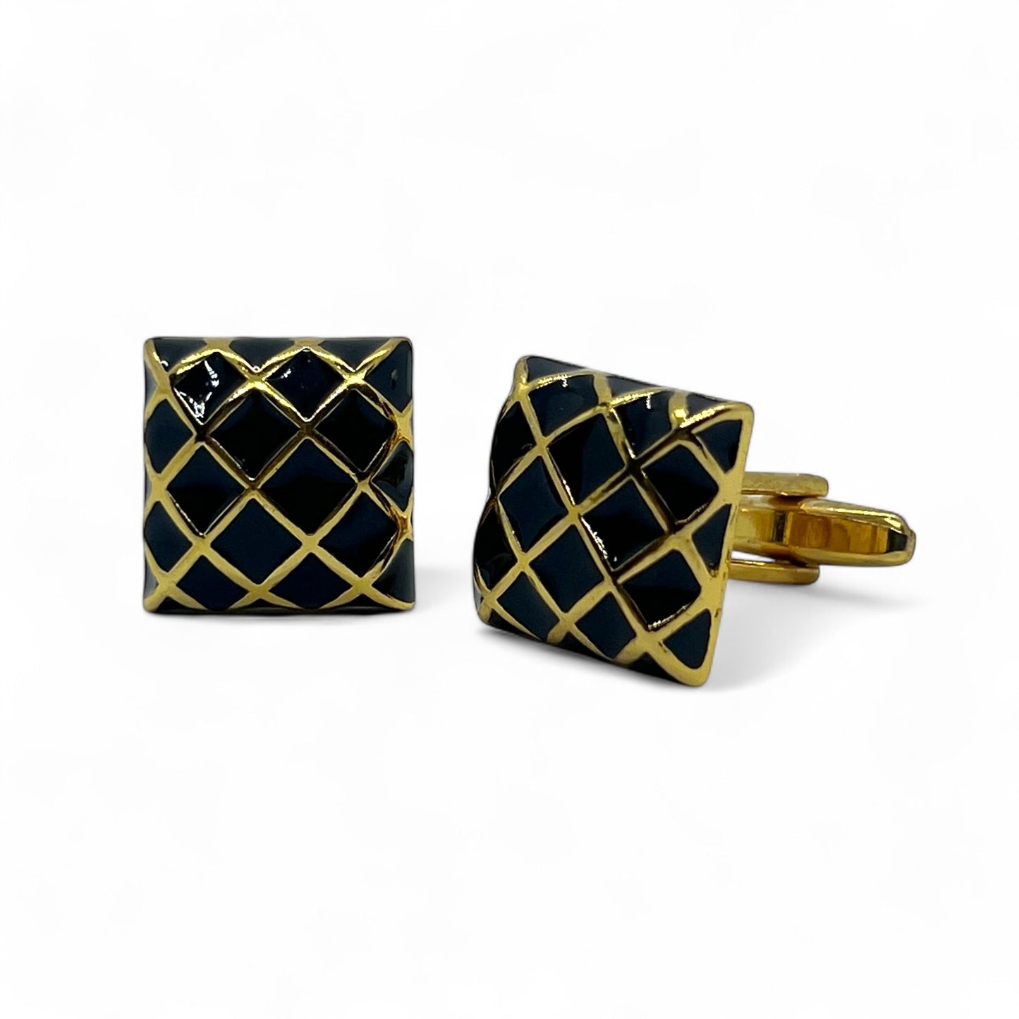 Black Cross Mount Golden Cufflinks