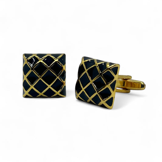 Black Cross Mount Golden Cufflinks