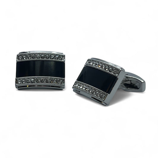 Black Slid Rhino Silver Cufflinks