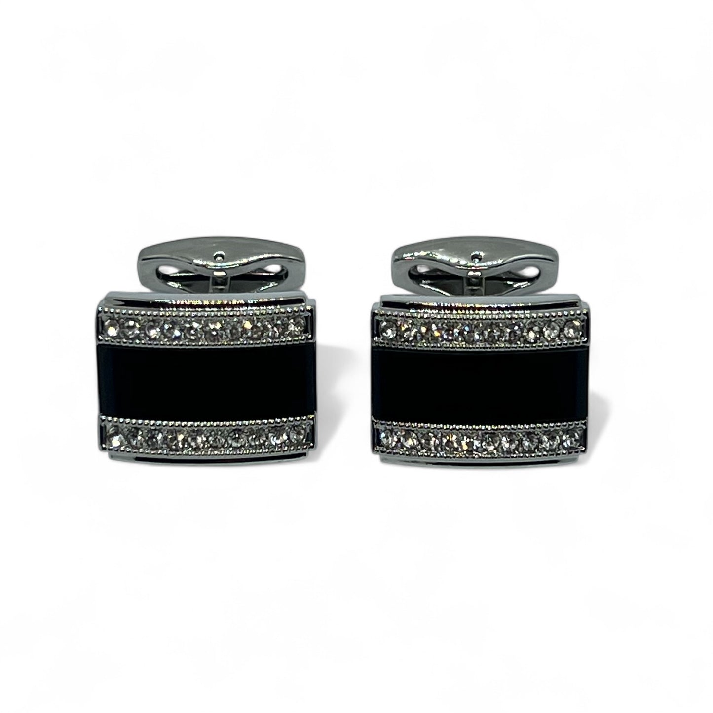 Black Slid Rhino Silver Cufflinks