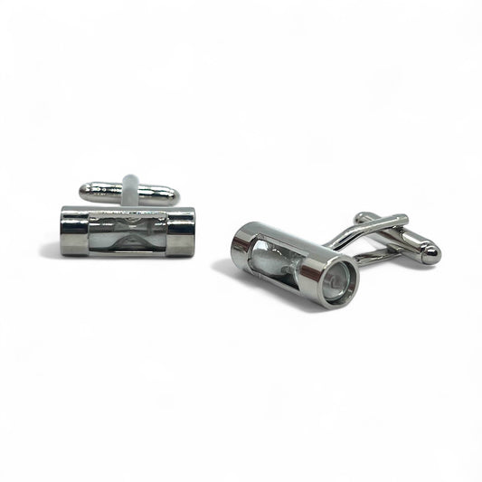 White Functional Hourglass Silver Cufflinks