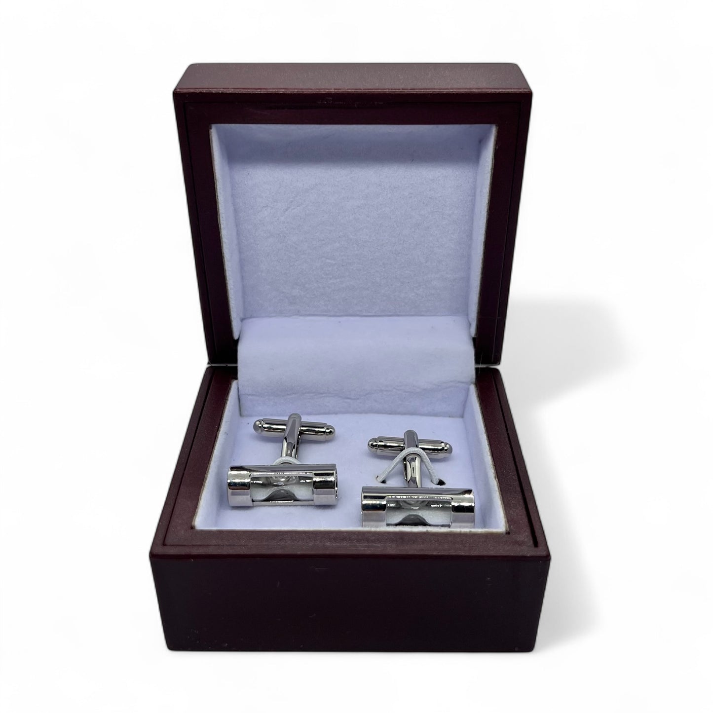 White Functional Hourglass Silver Cufflinks
